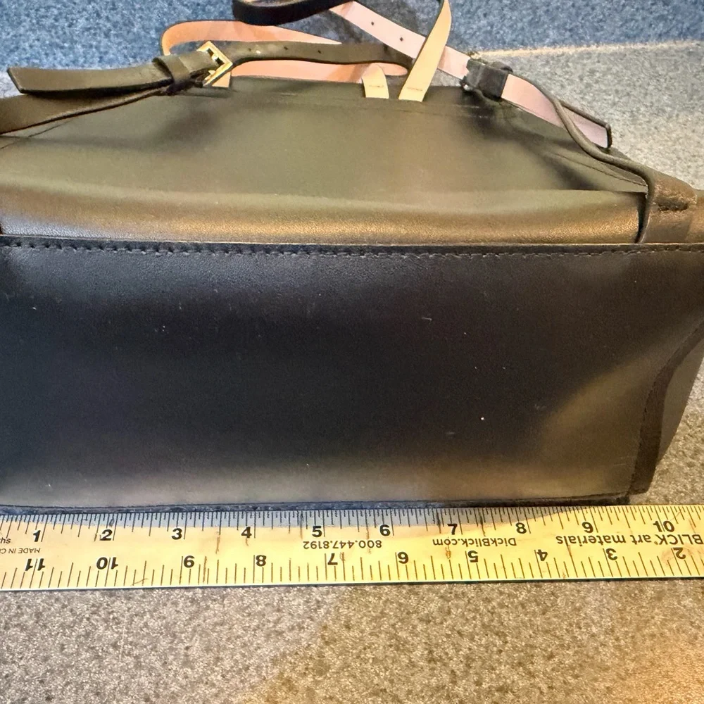 kate spade black leather flap backpack